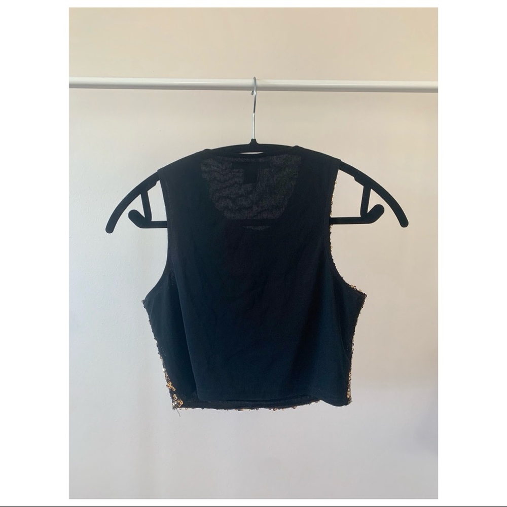 Gold sequin cropped tank top - Picture 4 of 4